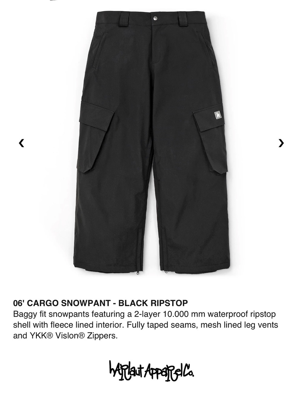 Harlaut Men's Lined Black Baggy Cargo Ski Snowboard Winter Freestyle Snow Pants